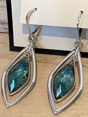 NEW Napier Teal and Silver Dangle Earrings